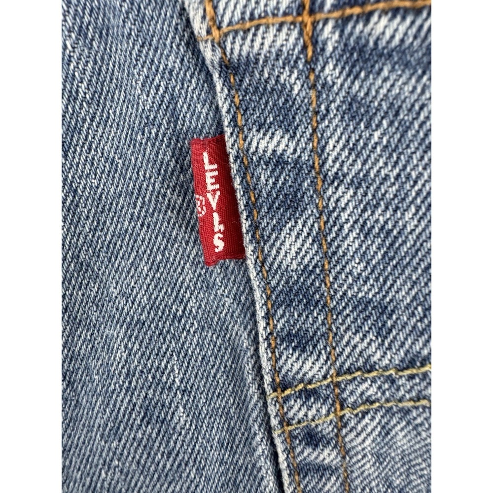 Levi's Ribcage Women's High Rise Cut Off Blue Denim Shorts Button Fly Size 30W - Picture 3 of 13